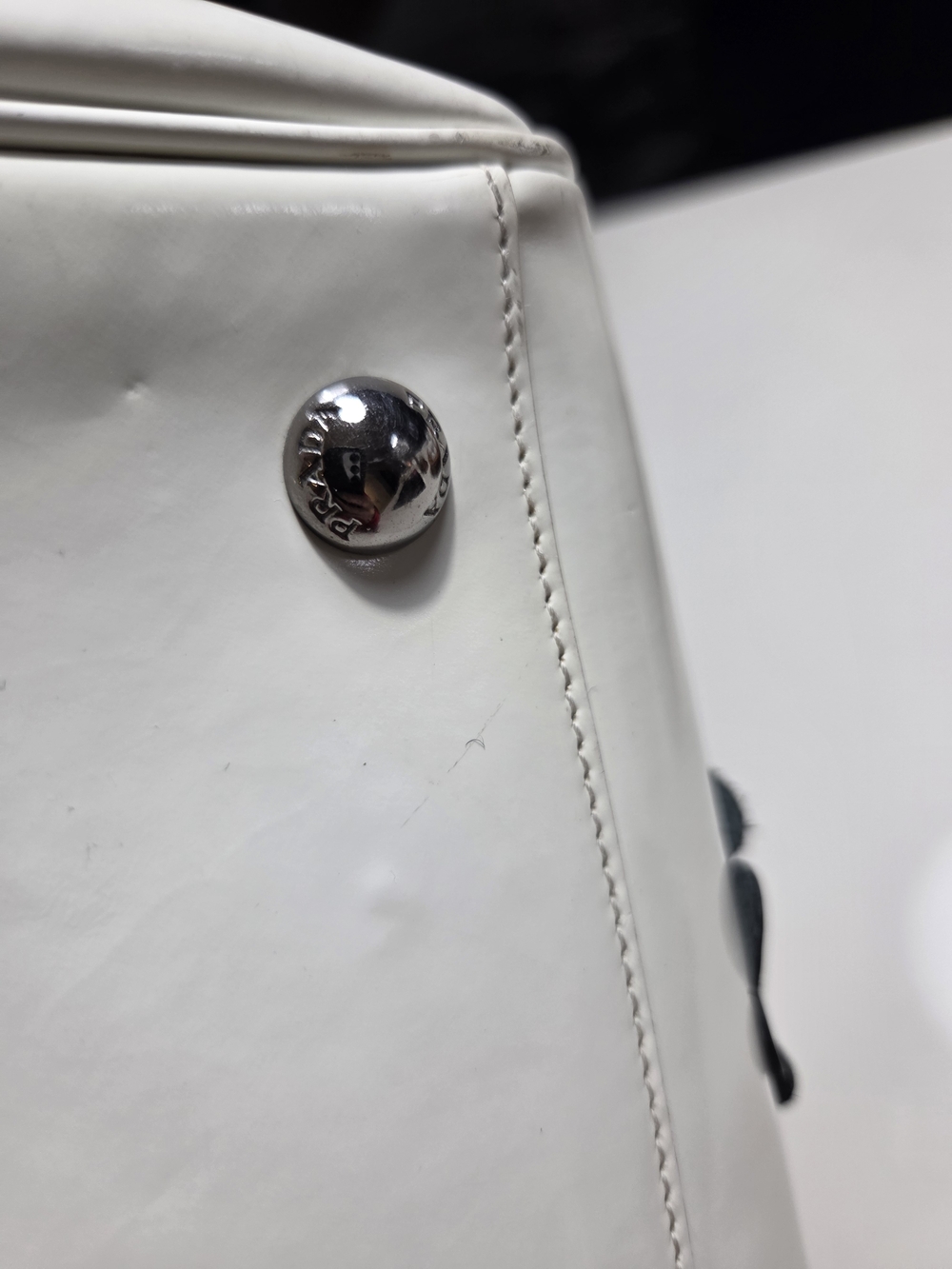 Prada White "Doctor Bag" with Black Floral Appliqués - Fall 2012 - Picture 12 of 16